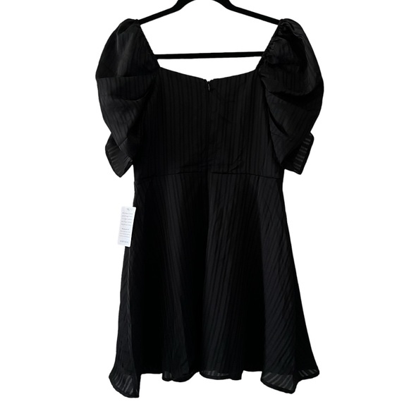 Lulus Dance After Dark Black Satin Striped Skater Dress size Medium - Picture 6 of 8